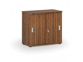 Kancelářská skříň se zasouvacími dveřmi PRIMO WOOD, 740 x 800 x 420 mm, ořech