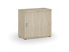 Kancelářská skříň se zasouvacími dveřmi PRIMO WOOD, 740 x 800 x 420 mm, dub přírodní