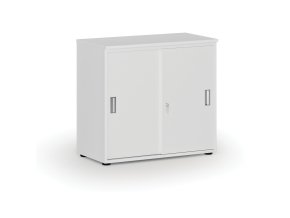 Kancelářská skříň se zasouvacími dveřmi PRIMO WHITE, 800 x 420 x 740 mm, bílá