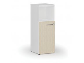 Kombinovaná kancelářská skříň PRIMO WHITE, 1087 x 400 x 420 mm, bílá/bříza