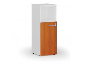 Kombinovaná kancelářská skříň PRIMO WHITE, 1087 x 400 x 420 mm, bílá/třešeň