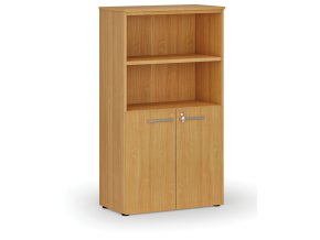 Kombinovaná kancelářská skříň PRIMO WOOD, dveře na 2 patra, 800 x 420 x 1434 mm, buk