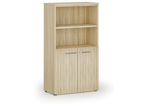 Kombinovaná kancelářská skříň PRIMO WOOD, dveře na 2 patra, 1434 x 800 x 420 mm, dub přírodní