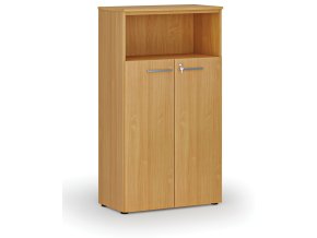 Kombinovaná kancelářská skříň PRIMO WOOD, dveře na 3 patra, 800 x 420 x 1434 mm, buk