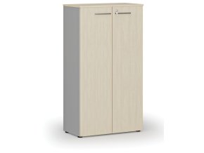 Kancelářská skříň s dveřmi PRIMO GRAY, 1434 x 800 x 420 mm, šedá/bříza