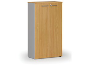 Kancelářská skříň s dveřmi PRIMO GRAY, 1434 x 800 x 420 mm, šedá/buk