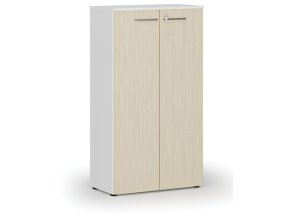 Kancelářská skříň s dveřmi PRIMO WHITE, 1434 x 800 x 420 mm, bílá/bříza
