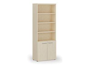 Kombinovaná kancelářská skříň PRIMO WOOD, dveře na 2 patra, 2128 x 800 x 420 mm, bříza