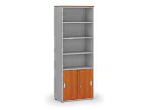 kombinovana kancelarska skrin primo gray zasouvaci dvere na 2 patra 800 x 420 x 2128 mm seda tresen 73419