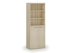 Kombinovaná kancelářská skříň PRIMO WOOD, dveře na 3 patra, 2128 x 800 x 420 mm, dub přírodní