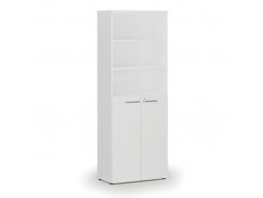 Kombinovaná kancelářská skříň PRIMO WHITE, dveře na 3 patra, 2128 x 800 x 420 mm, bílá