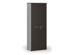 Kancelářská skříň s dveřmi PRIMO GRAY, 800 x 420 x 2128 mm, šedá/wenge