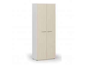 Kancelářská skříň s dveřmi PRIMO WHITE, 2128 x 800 x 420 mm, bílá/bříza
