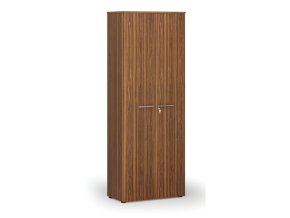 Kancelářská skříň s dveřmi PRIMO WOOD, 2128 x 800 x 420 mm, ořech