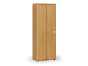 Kancelářská skříň se zasouvacími dveřmi PRIMO WOOD, 800 x 420 x 2128 mm, buk