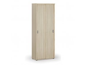 Kancelářská skříň se zasouvacími dveřmi PRIMO WOOD, 2128 x 800 x 420 mm, dub přírodní