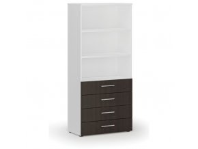Kancelářská skříň se zásuvkami PRIMO WHITE, 1781 x 800 x 420 mm, bílá/wenge