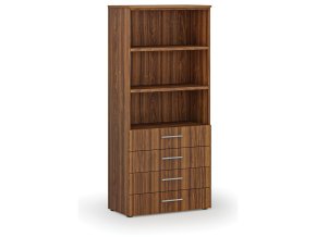 Kancelářská skříň se zásuvkami PRIMO WOOD, 800 x 420 x 1781 mm, ořech