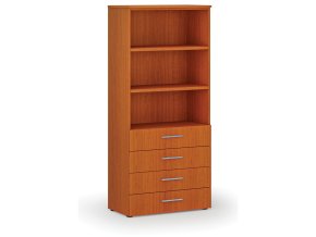 Kancelářská skříň se zásuvkami PRIMO WOOD, 800 x 420 x 1781 mm, třešeň