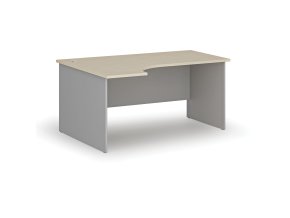 Rohový kancelářský psací stůl PRIMO GRAY, 160x120 cm, levý, šedá/bříza