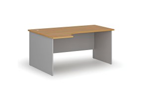 Rohový kancelářský psací stůl PRIMO GRAY, 160x120 cm, levý, šedá/buk