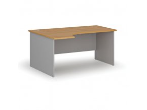 Kancelářský rohový pracovní stůl PRIMO GRAY, 1600 x 1200 mm, levý, šedá/buk