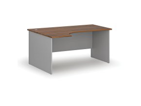 Rohový kancelářský psací stůl PRIMO GRAY, 160x120 cm, levý, šedá/ořech