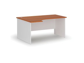 Rohový kancelářský psací stůl PRIMO WHITE, 160x120 cm, levý, bílá/třešeň