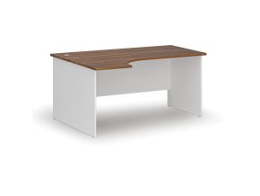 Rohový kancelářský psací stůl PRIMO WHITE, 160x120 cm, levý, bílá/ořech