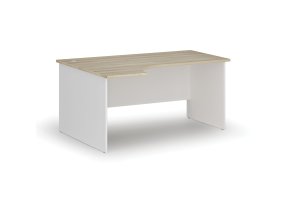 Rohový kancelářský psací stůl PRIMO WHITE, 160x120 cm, levý, bílá/dub přírodní