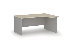 Rohový kancelářský psací stůl PRIMO GRAY, 160x120 cm, pravý, šedá/bříza