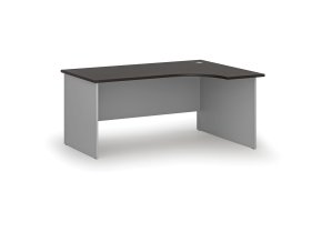 Rohový kancelářský psací stůl PRIMO GRAY, 160x120 cm, pravý, šedá/wenge