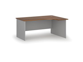 Rohový kancelářský psací stůl PRIMO GRAY, 160x120 cm, pravý, šedá/ořech