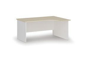 Rohový kancelářský psací stůl PRIMO WHITE, 160x120 cm, pravý, bílá/bříza