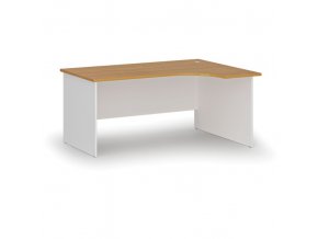 Kancelářský rohový pracovní stůl PRIMO WHITE, 1600 x 1200 mm, pravý, bílá/buk