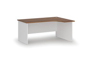 Rohový kancelářský psací stůl PRIMO WHITE, 160x120 cm, pravý, bílá/ořech