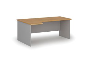 Rohový kancelářský psací stůl PRIMO GRAY, 180x120 cm, levý, šedá/buk