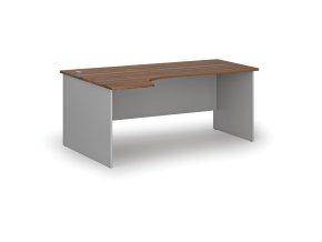 Rohový kancelářský psací stůl PRIMO GRAY, 180x120 cm, levý, šedá/ořech