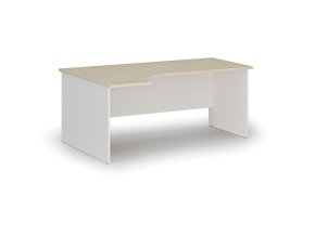 Rohový kancelářský psací stůl PRIMO WHITE, 180x120 cm, levý, bílá/bříza