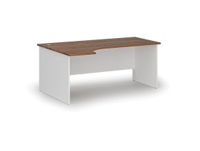 Rohový kancelářský psací stůl PRIMO WHITE, 180x120 cm, levý, bílá/ořech