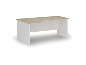 Rohový kancelářský psací stůl PRIMO WHITE, 180x120 cm, levý, bílá/dub přírodní