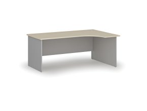 Rohový kancelářský psací stůl PRIMO GRAY, 180x120 cm, pravý, šedá/bříza