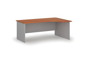Rohový kancelářský psací stůl PRIMO GRAY, 180x120 cm, pravý, šedá/třešeň