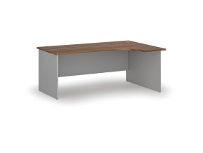 Rohový kancelářský psací stůl PRIMO GRAY, 180x120 cm, pravý, šedá/ořech