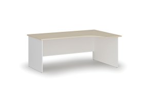 Rohový kancelářský psací stůl PRIMO WHITE, 180x120 cm, pravý, bílá/bříza
