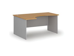Ergonomický kancelářský psací stůl PRIMO GRAY, 160x120 cm, levý, šedá/buk