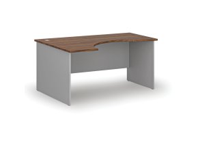 Ergonomický kancelářský psací stůl PRIMO GRAY, 160x120 cm, levý, šedá/ořech