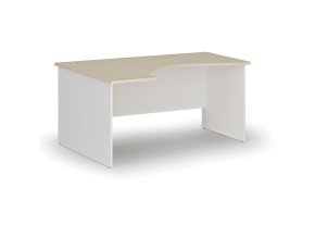 Ergonomický kancelářský psací stůl PRIMO WHITE, 160x120 cm, levý, bílá/bříza