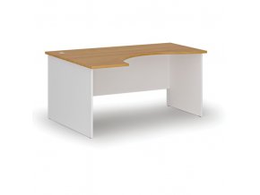 Ergonomický kancelářský pracovní stůl PRIMO WHITE, 1600 x 1200 mm, levý, bílá/buk