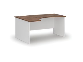 Ergonomický kancelářský psací stůl PRIMO WHITE, 160x120 cm, levý, bílá/ořech
